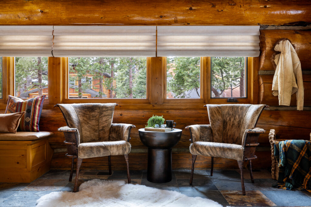 Seating Area Lake Tahoe Cabin by Yen Collective