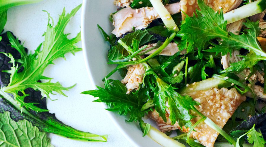 Sesame Chinese Chicken Salad with Asian Greens