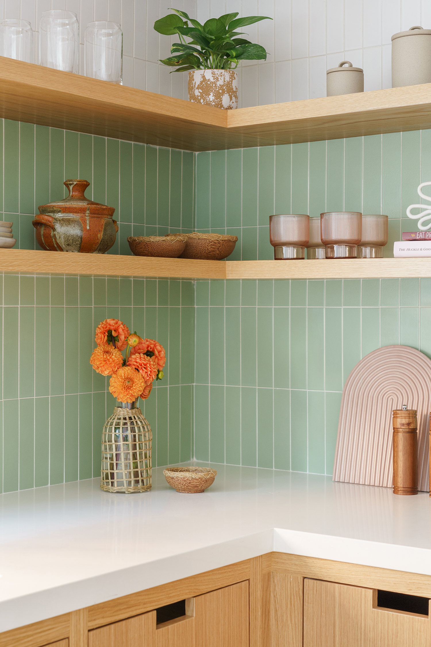Shelves in West Hollywood Kitchen by Lizzie Green
