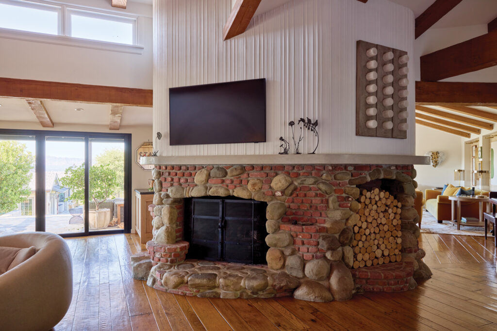 Stone Two-Sided Fireplace