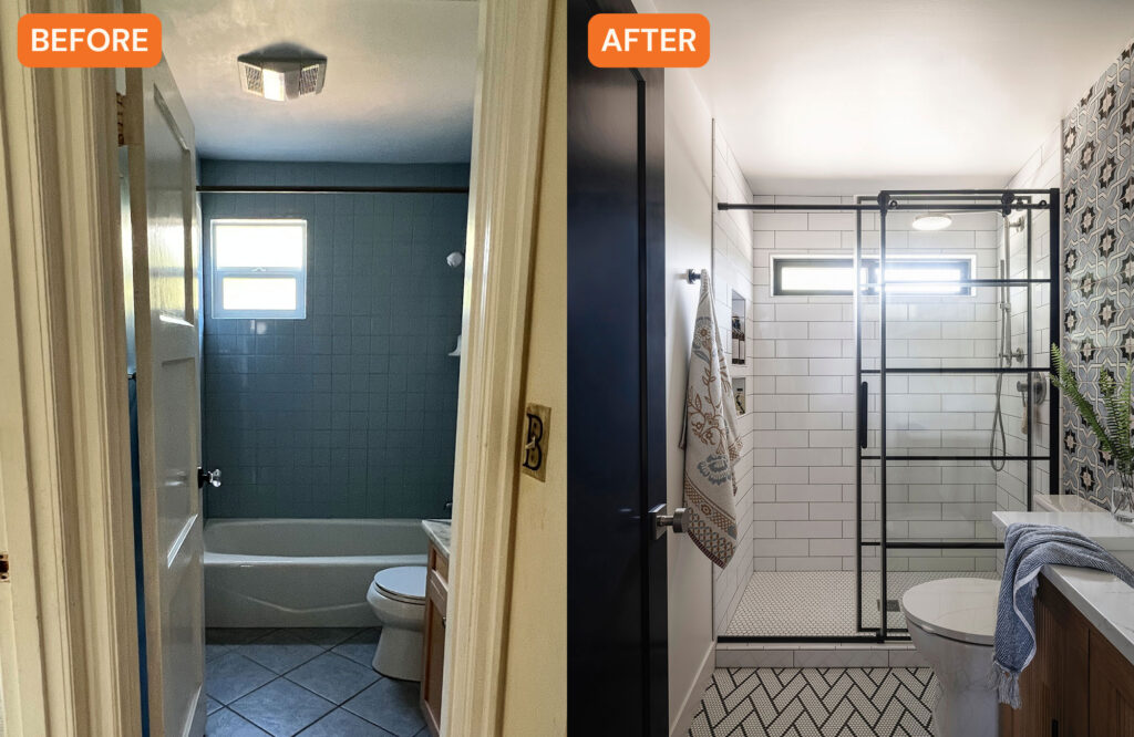 Shower Seattle Bathroom Before and After by Jessica Dorling