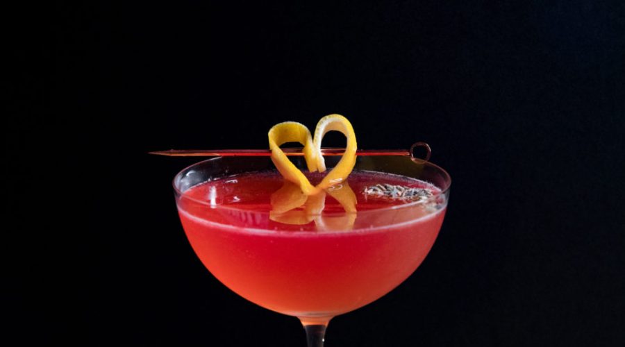 Strawberry lavender sour by Veso over a black background