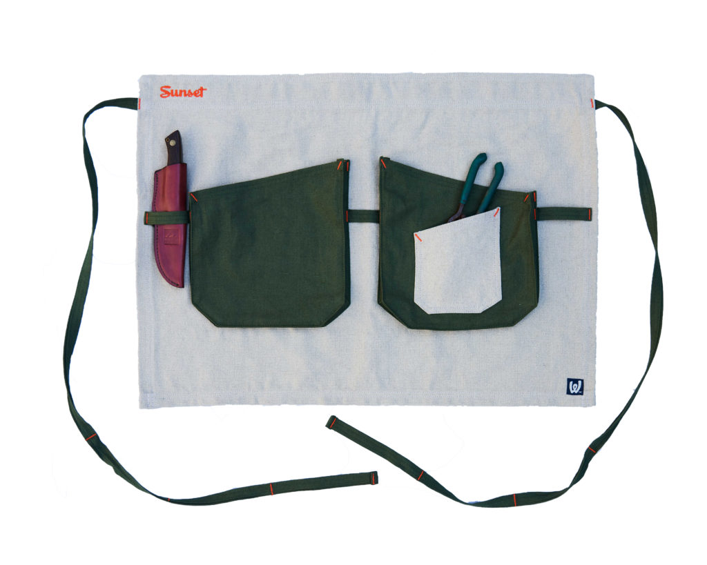 sunset garden apron on white