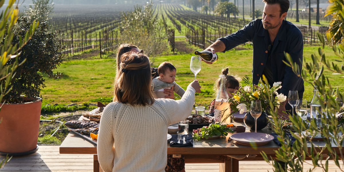 Toasting in a Vineyard