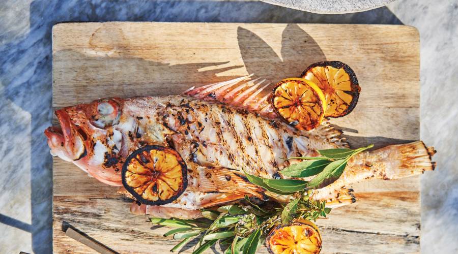 Whole Grilled Channel Island Rock Cod