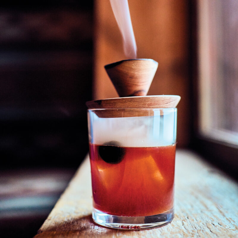 Cedar-Smoked Old Fashioned Cocktail