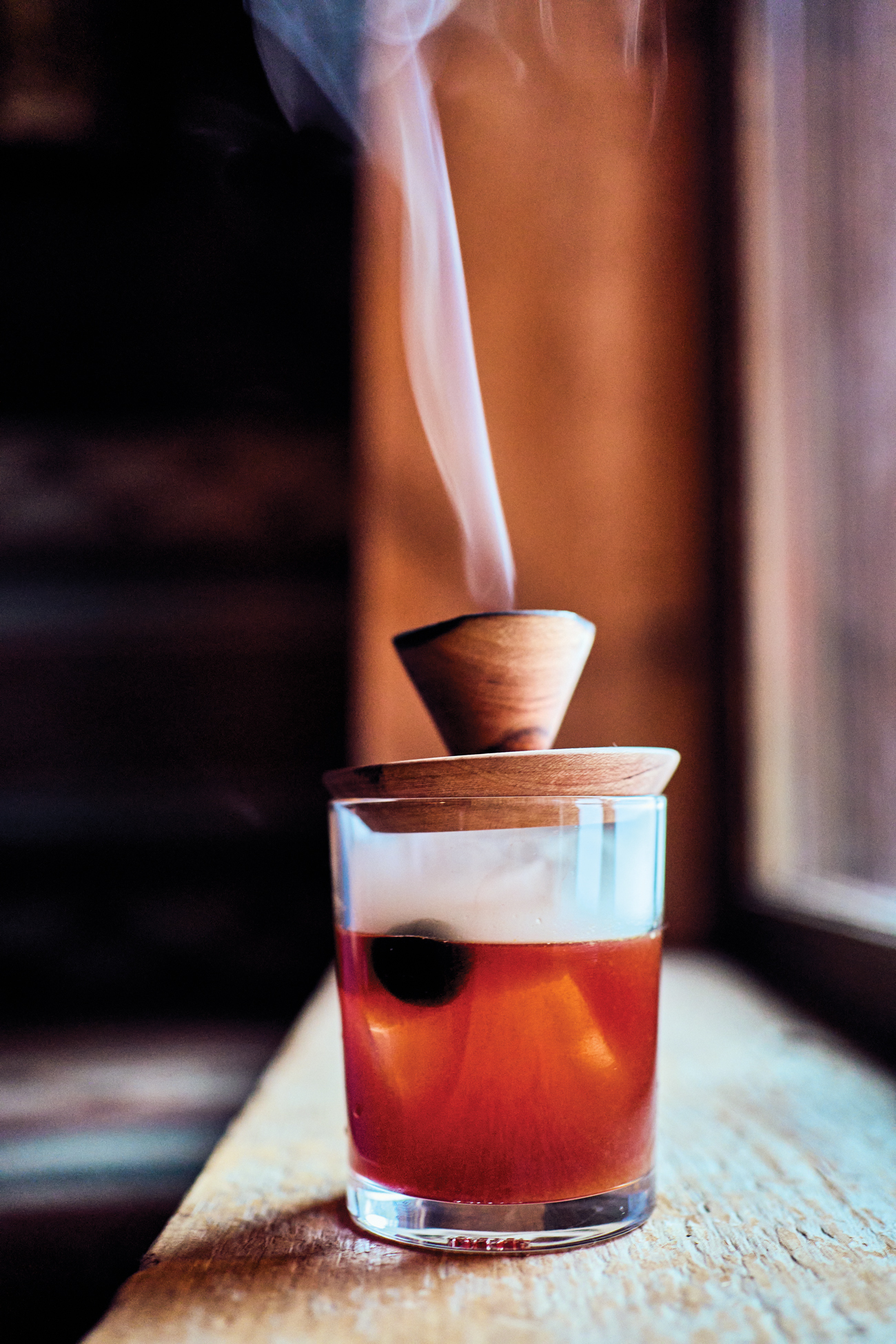 Cedar-Smoked Old Fashioned Cocktail