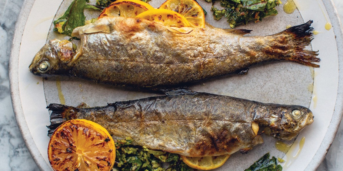 Lemon Trout with Dandelion Greens