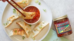 Trader Joe's Dumplings and Crunchy Chili Onion