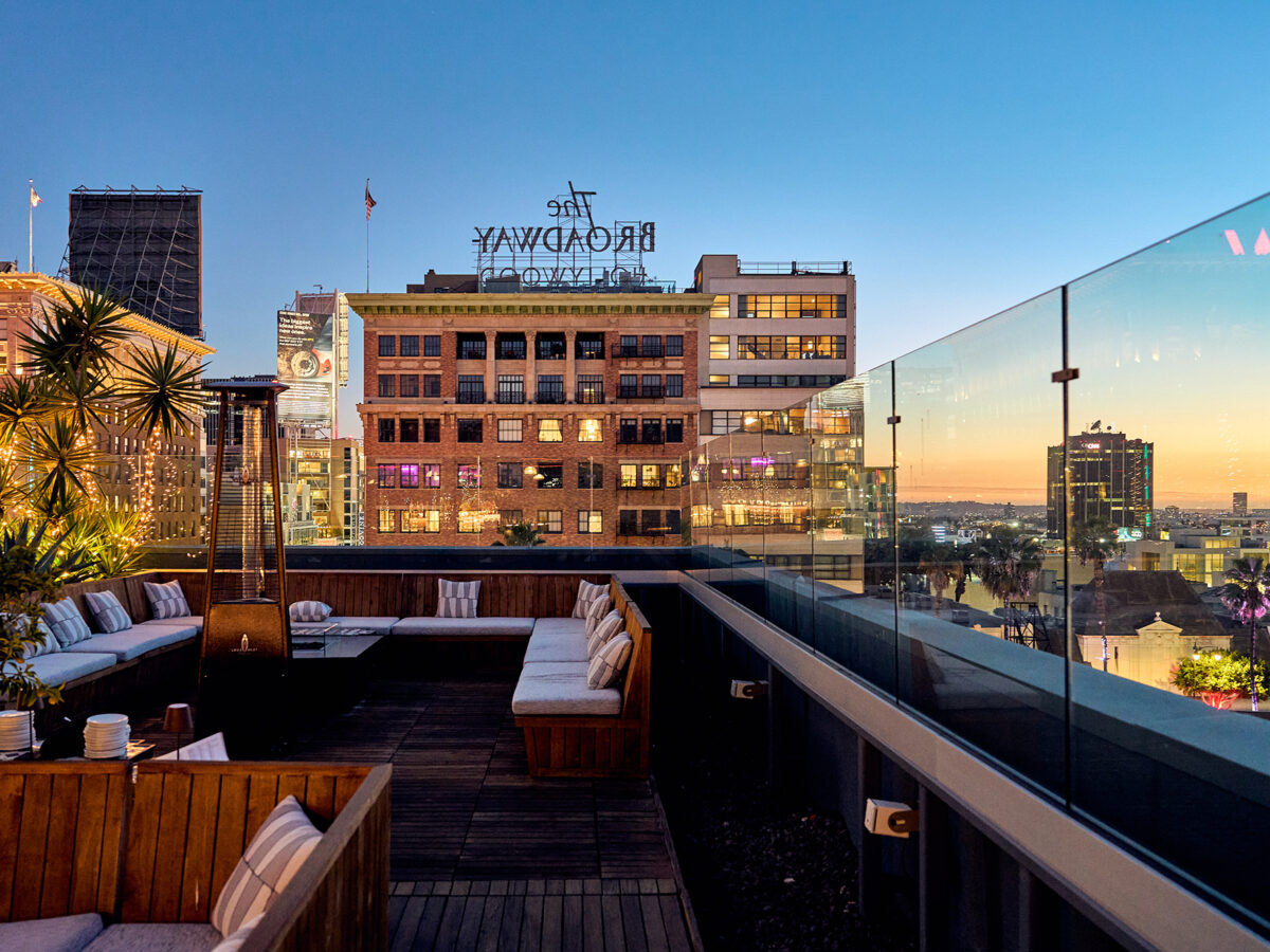 The Aster Los Angeles Rooftop at Twilight