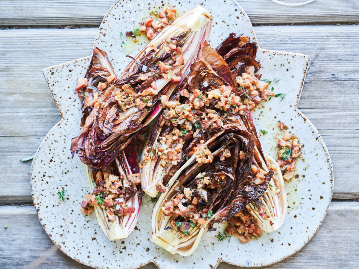 Grilled Treviso with Pancetta Vinaigrette