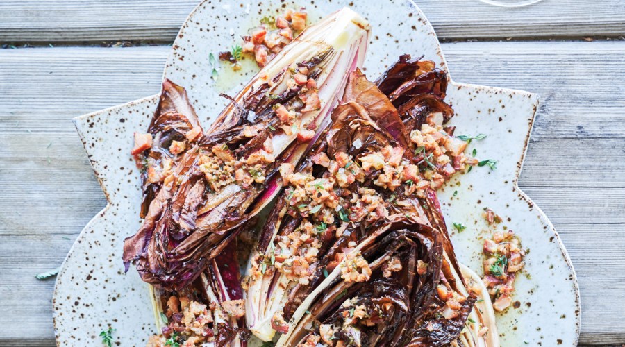 Grilled Treviso with Pancetta Vinaigrette