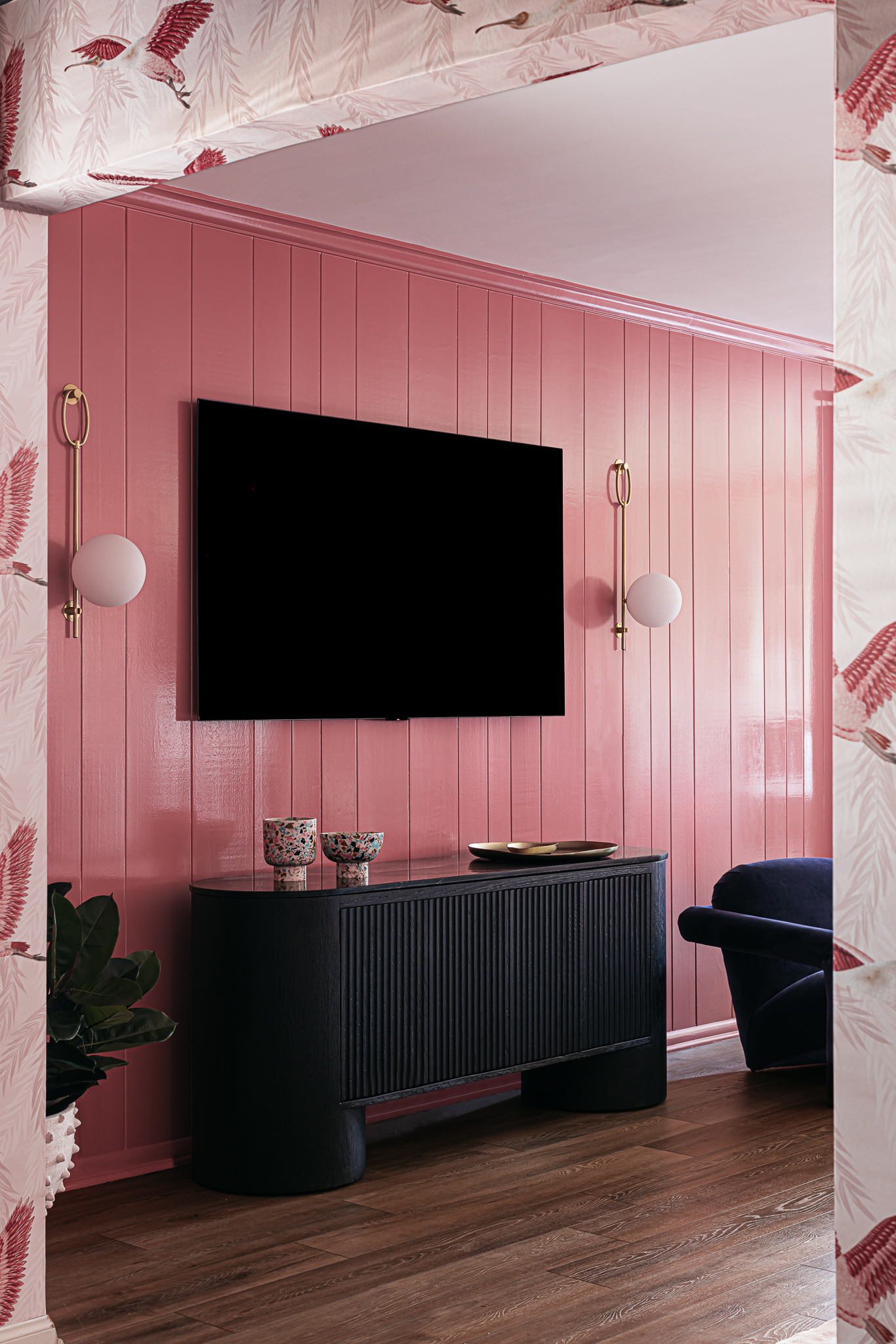 TV Stand in Barbie Pink House by Raelena Vasquez