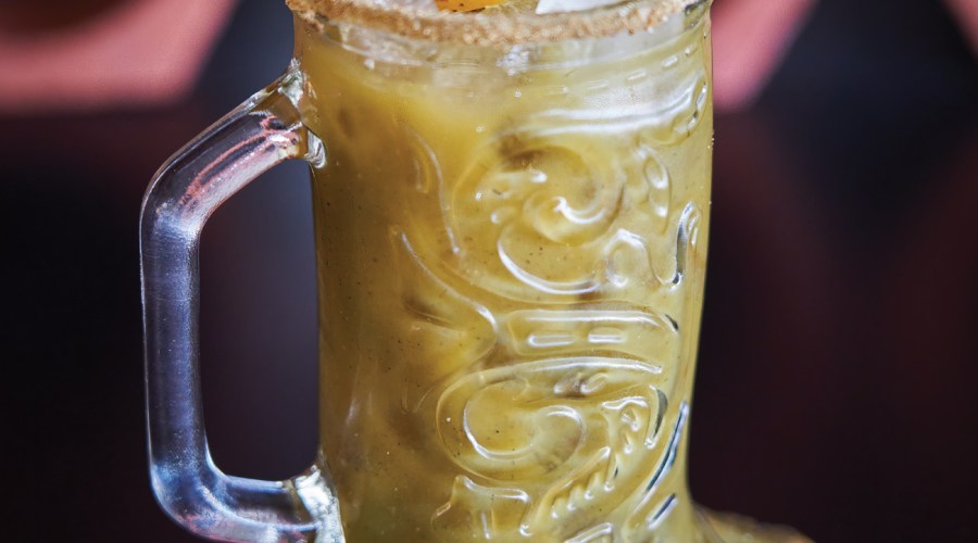 Hatch Margarita Served in a Boot-Shaped Glass