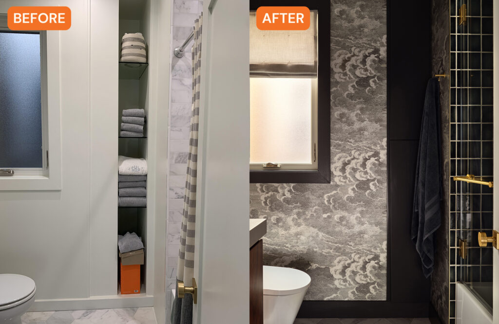 Wallpaper Before and After in Bathroom by Christin Gregersen