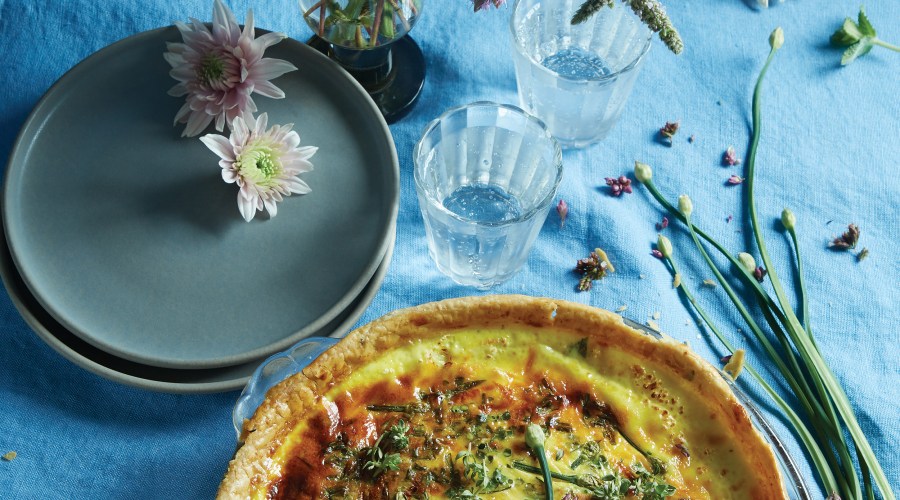 Calendula Gouda Bacon Quiche recipe from Floral Provisions cookbook
