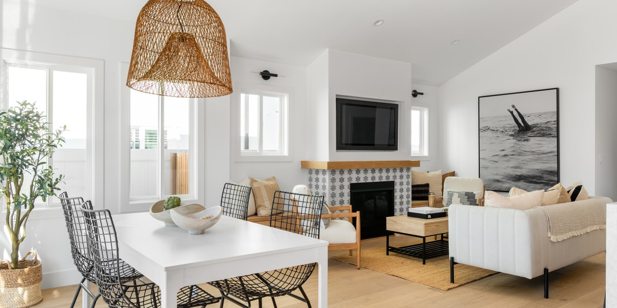 Tile on fire place in living room