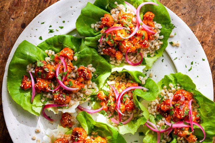 Sesame Gochujang Cauliflower Lettuce Wraps