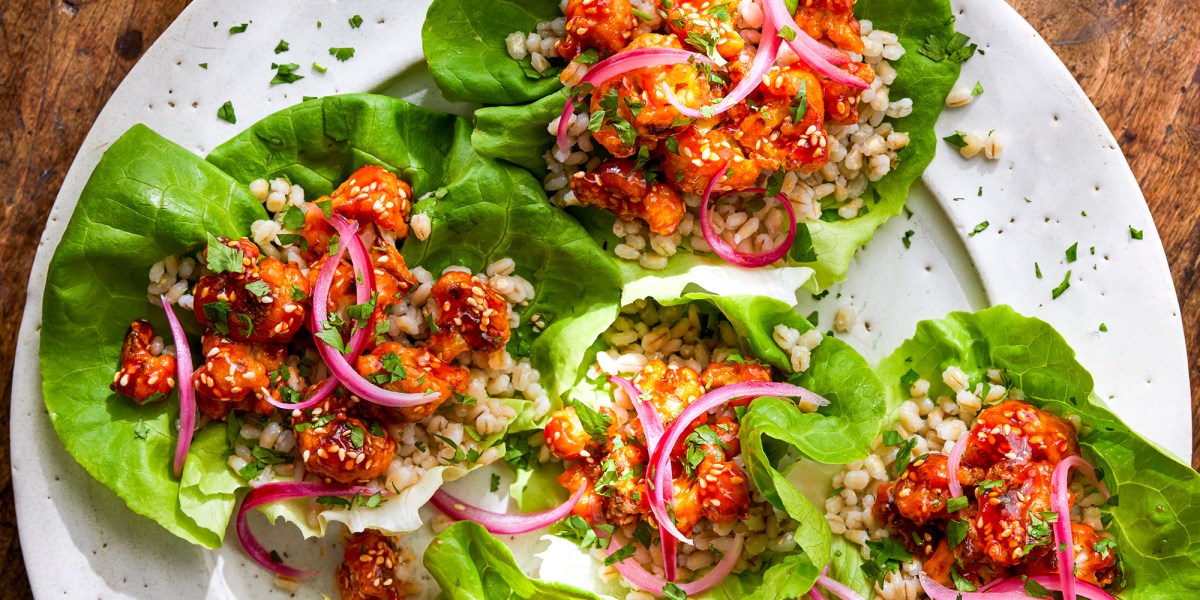Sesame Gochujang Cauliflower Lettuce Wraps
