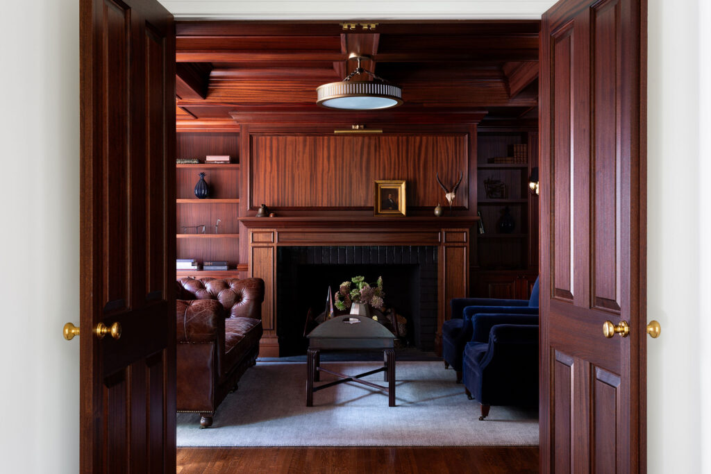 Wood Den Seating Area by Amy Sklar