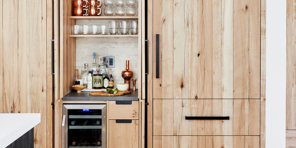 Wood Finish Bar by Emily Henderson