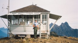 Jim Henterly in Front of Desolation Peak' Fire Tower