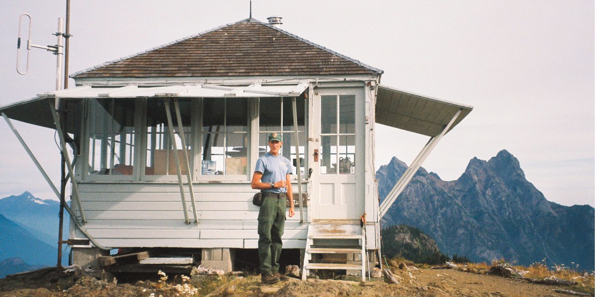 Jim Henterly in Front of Desolation Peak' Fire Tower