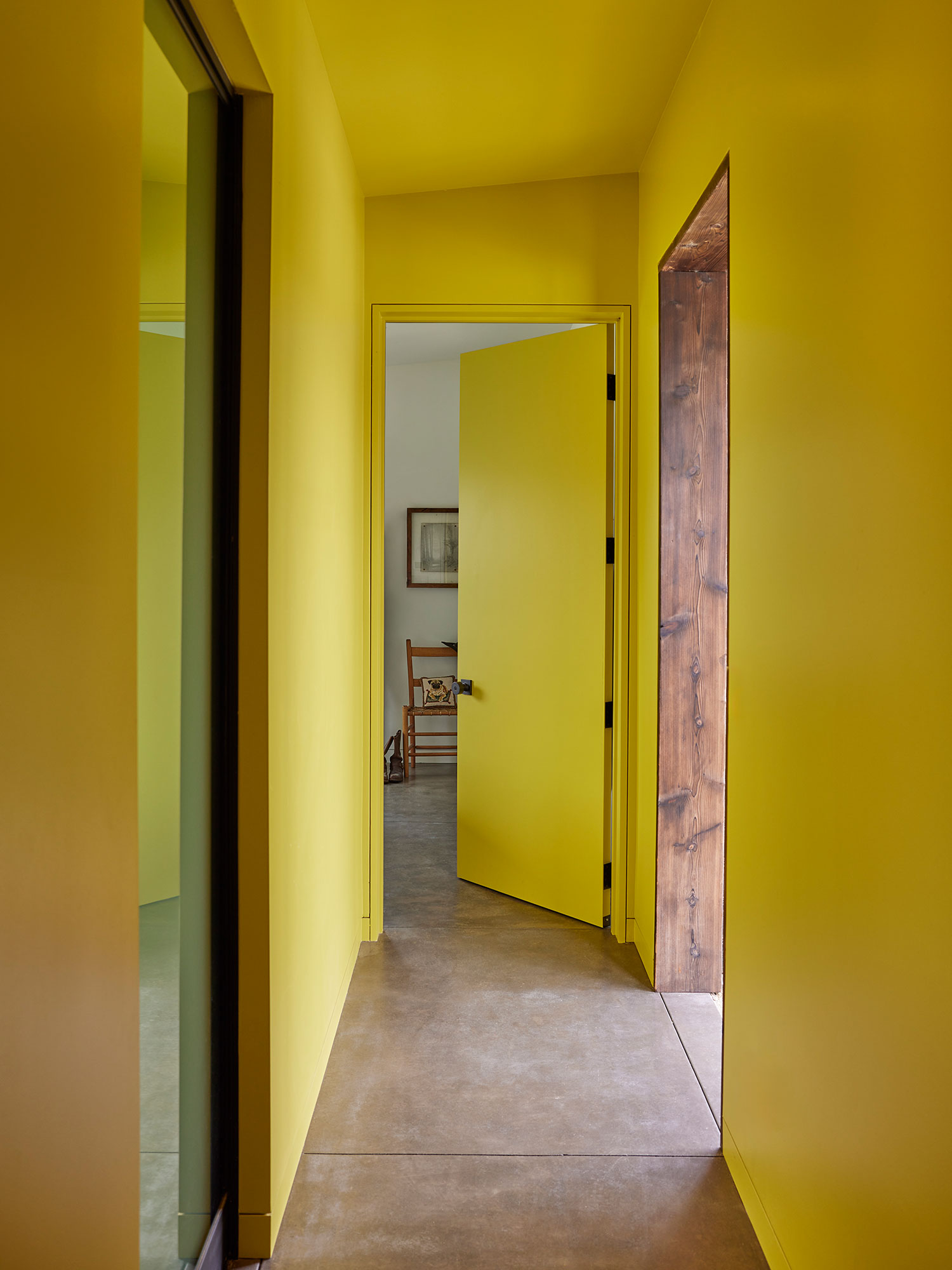 Yellow Hallway in Sonoma Retreat by Regan Baker Design